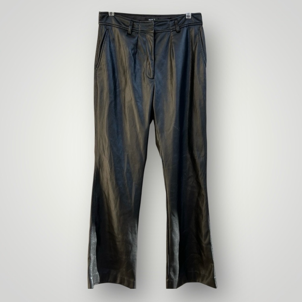 Reset black faux leather flare leg pants